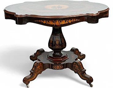 Freestanding coffee table in fine exotic woods, 19th century