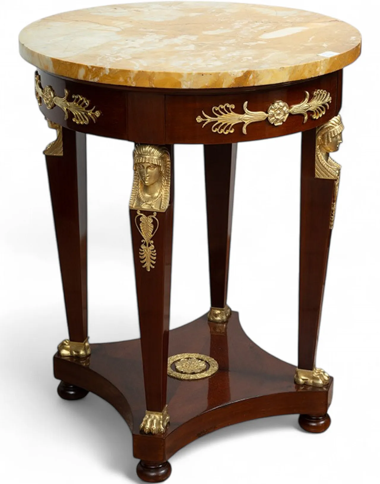 Coffee table in mahogany feather with marble top, 19th century 7