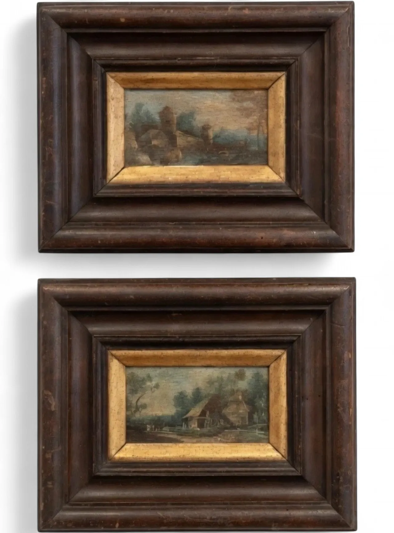 Pair of Flemish cabinet landscapes, oil on oak panel, 17th century 21