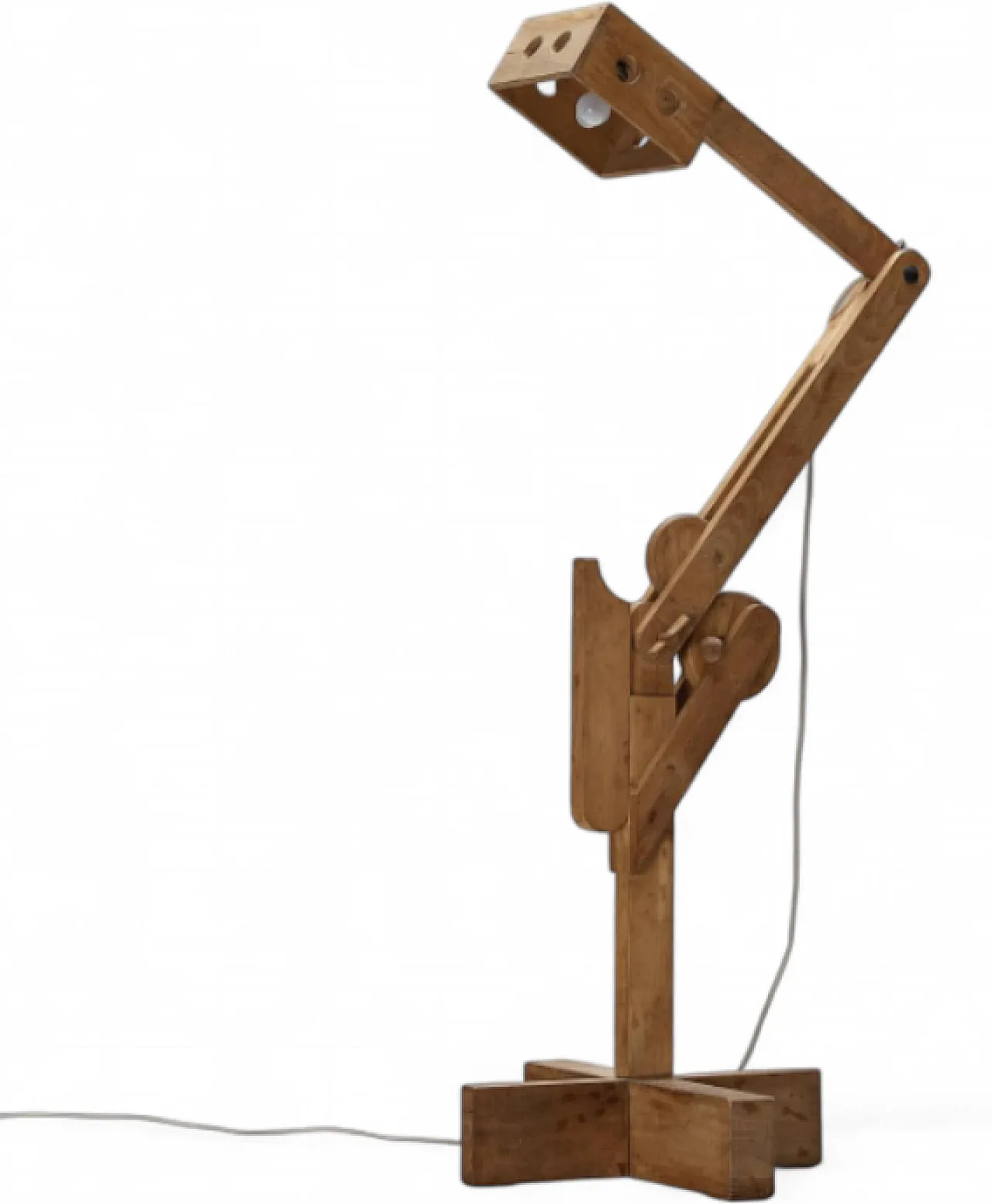 Pinocchio floor lamp in wood by Pietro Cascella for REFLO, 1970s 6