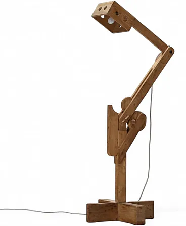 Piantana Pinocchio in legno di Pietro Cascella per Reflo, anni '70