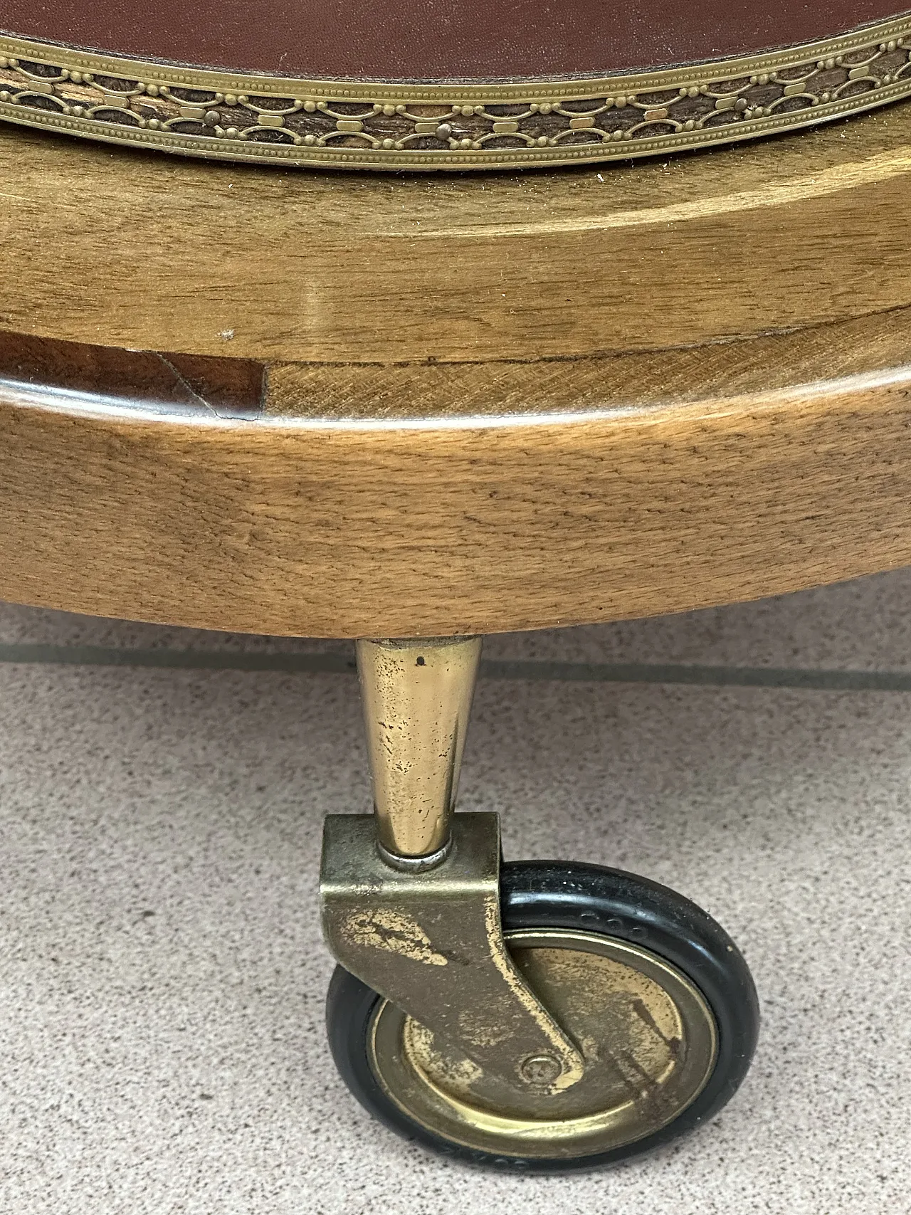 Bar Cart a Cilindro, porta scorrevole, mogano e ottone, Italia,anni’50 8