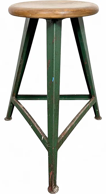 Green Industrial Workshop Stool, 1960s