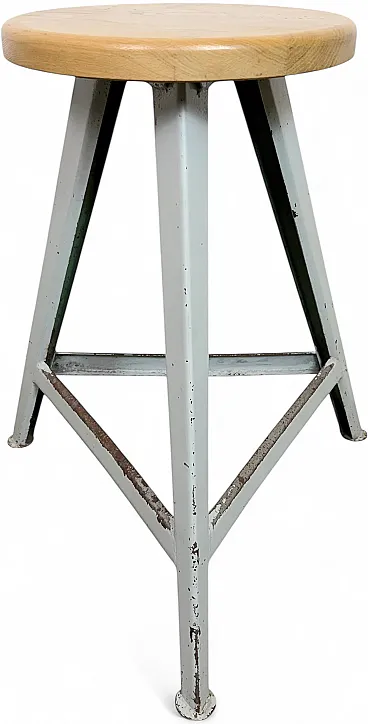 Grey Industrial Workshop Stool, 1960s