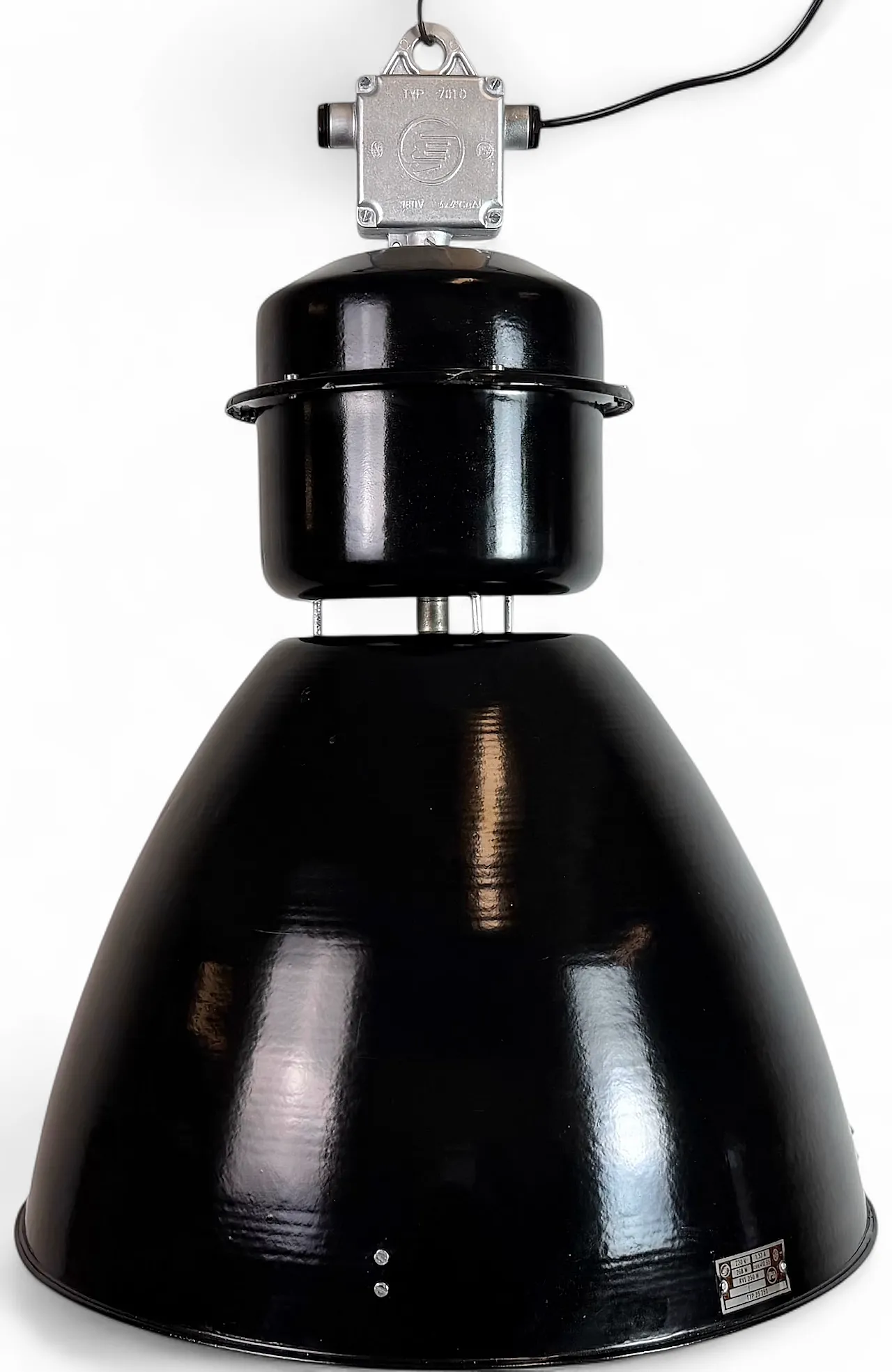 Large Black Industrial Factory Pendant Lamp from Elektrosvit, 1960s 21