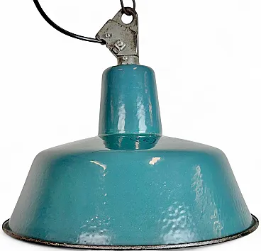 Lampada industriale da fabbrica smaltata a petrolio con piano in ghisa, anni '60