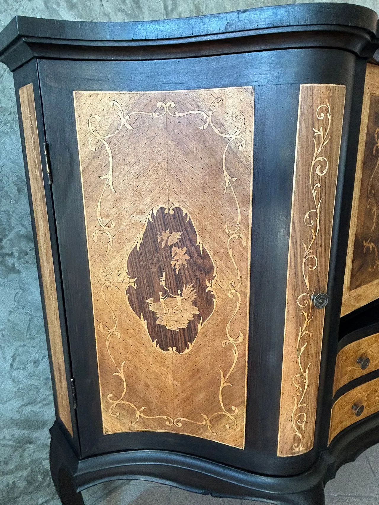 Mobile bar credenza con intarsi e profili stile Luigi Filippo anni '50 6