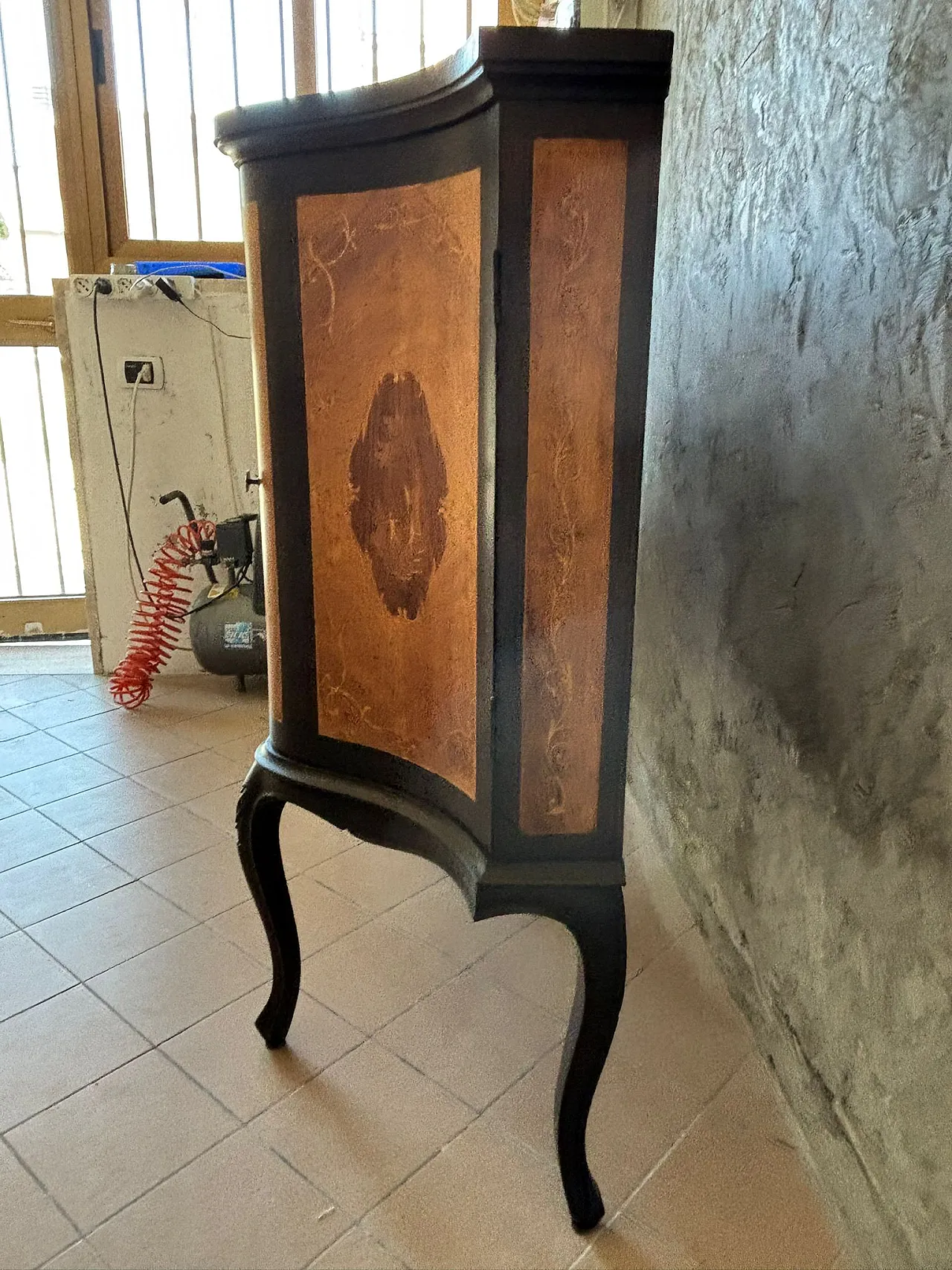 Mobile bar credenza con intarsi e profili stile Luigi Filippo anni '50 7