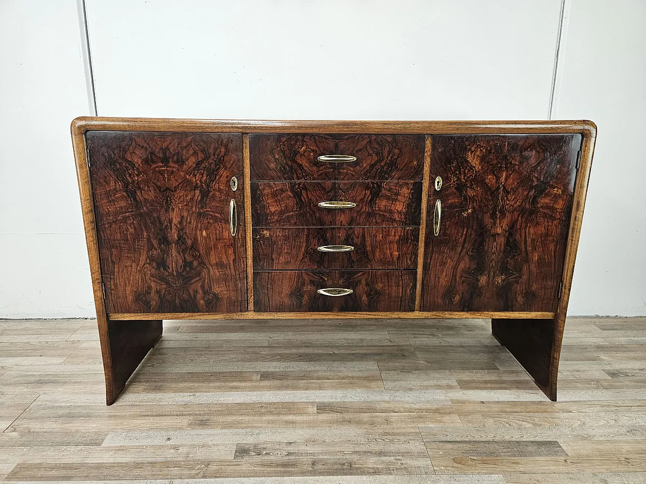 Art Deco sideboard in walnut and blond walnut, mid-20th century 1