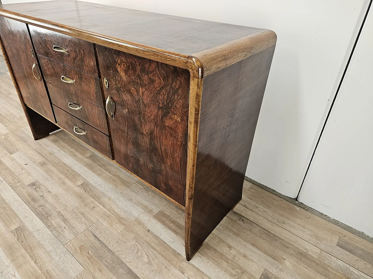 Art Deco sideboard in walnut and blond walnut, mid-20th century 2