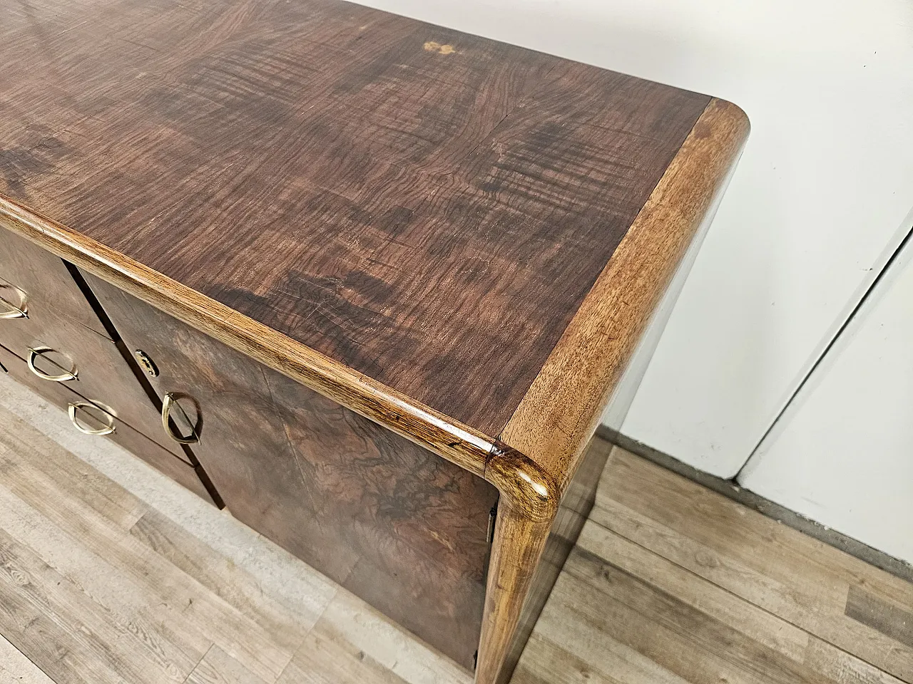 Art Deco sideboard in walnut and blond walnut, mid-20th century 7