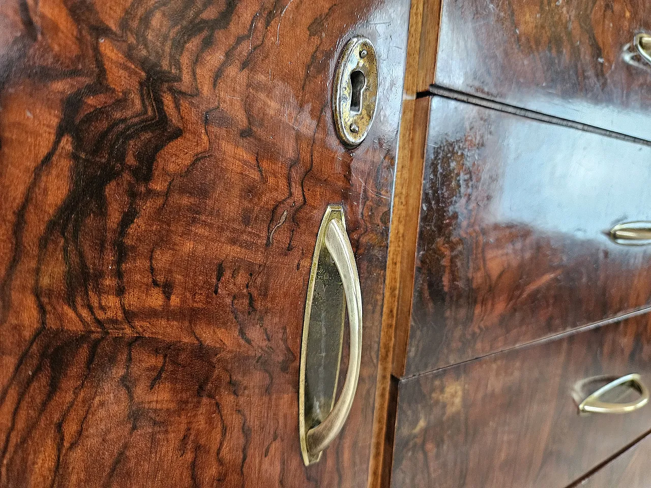 Art Deco sideboard in walnut and blond walnut, mid-20th century 10