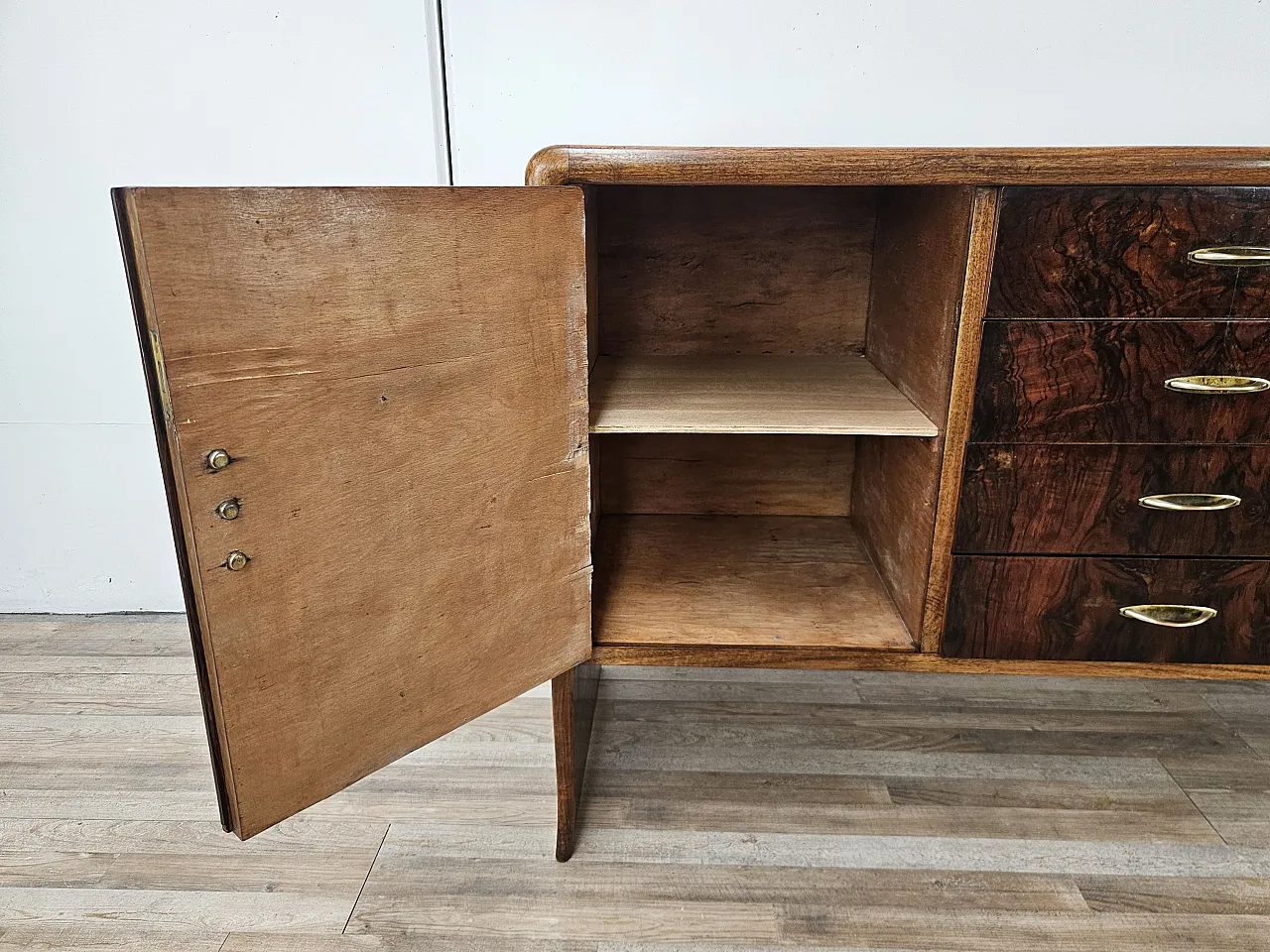 Art Deco sideboard in walnut and blond walnut, mid-20th century 11