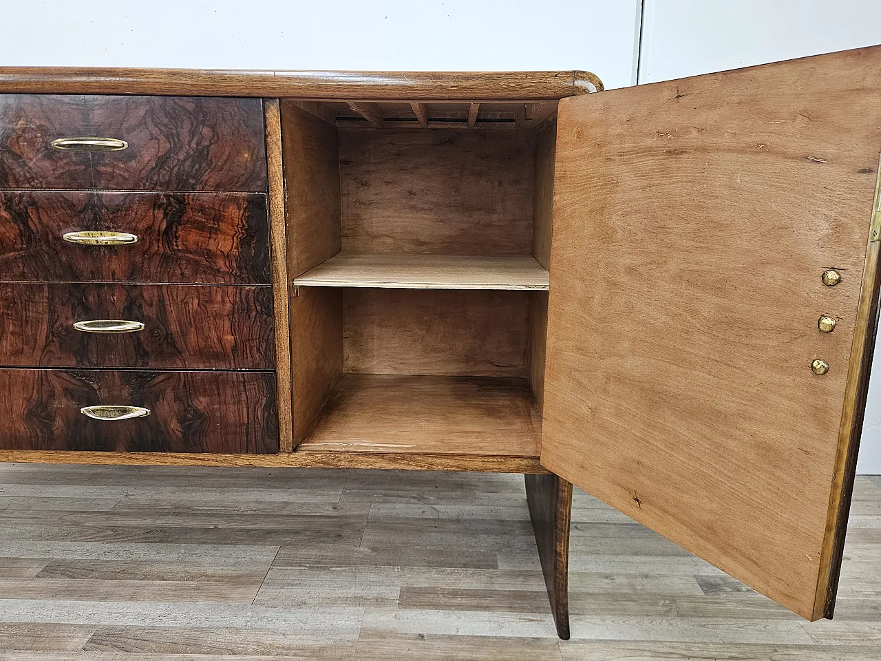 Art Deco sideboard in walnut and blond walnut, mid-20th century 14
