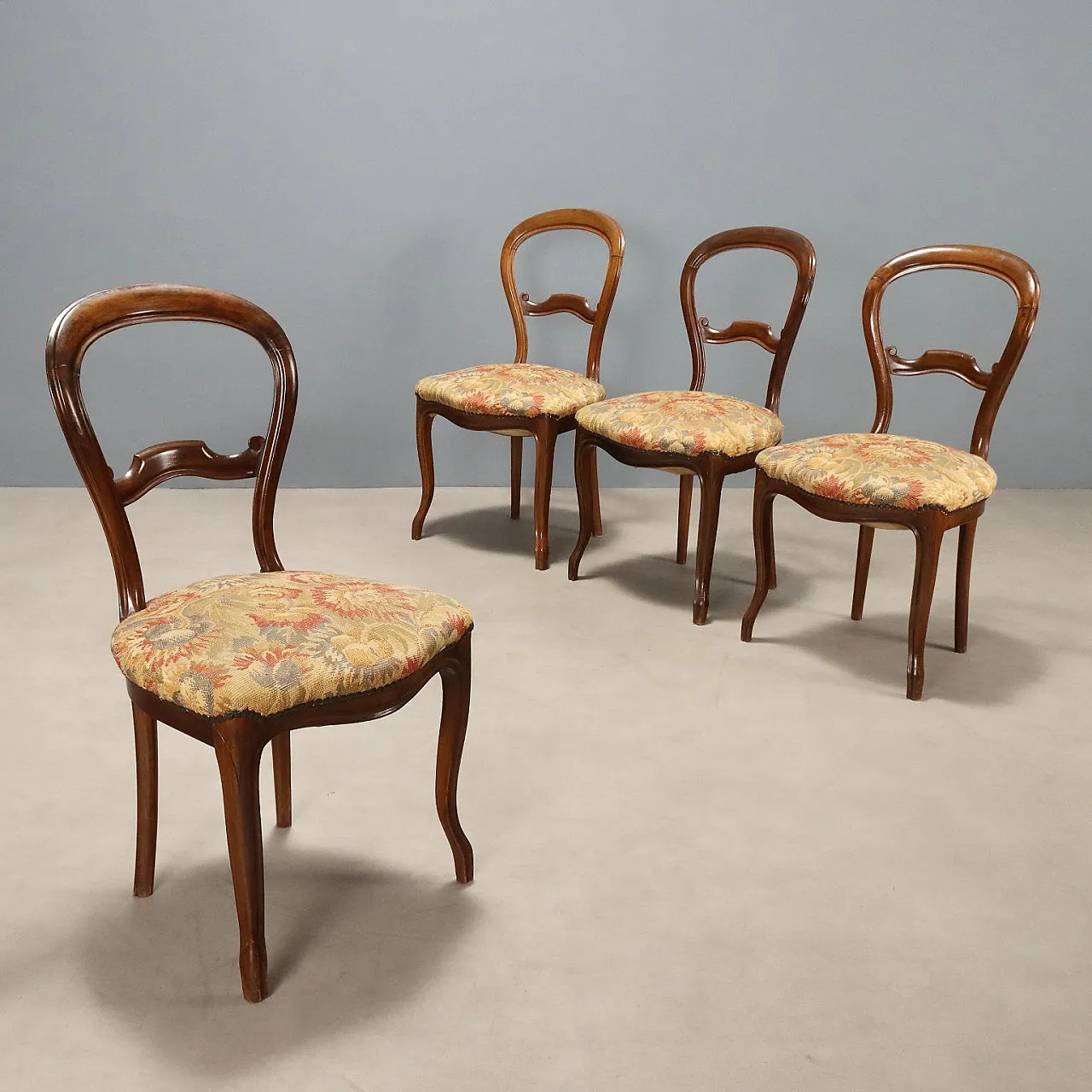 4 Sedie Luigi Filippo in noce, '800 1