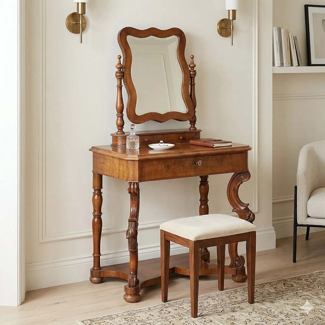 Louis Philippe dressing table in walnut, 19th century 2
