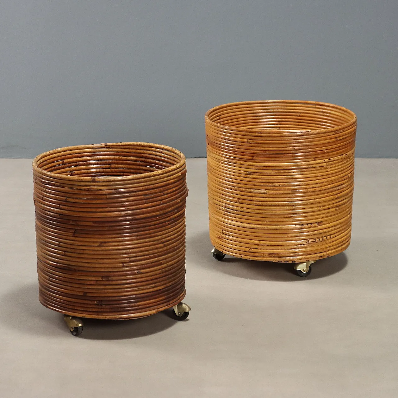Pair of bamboo plant holders, 20th century 1