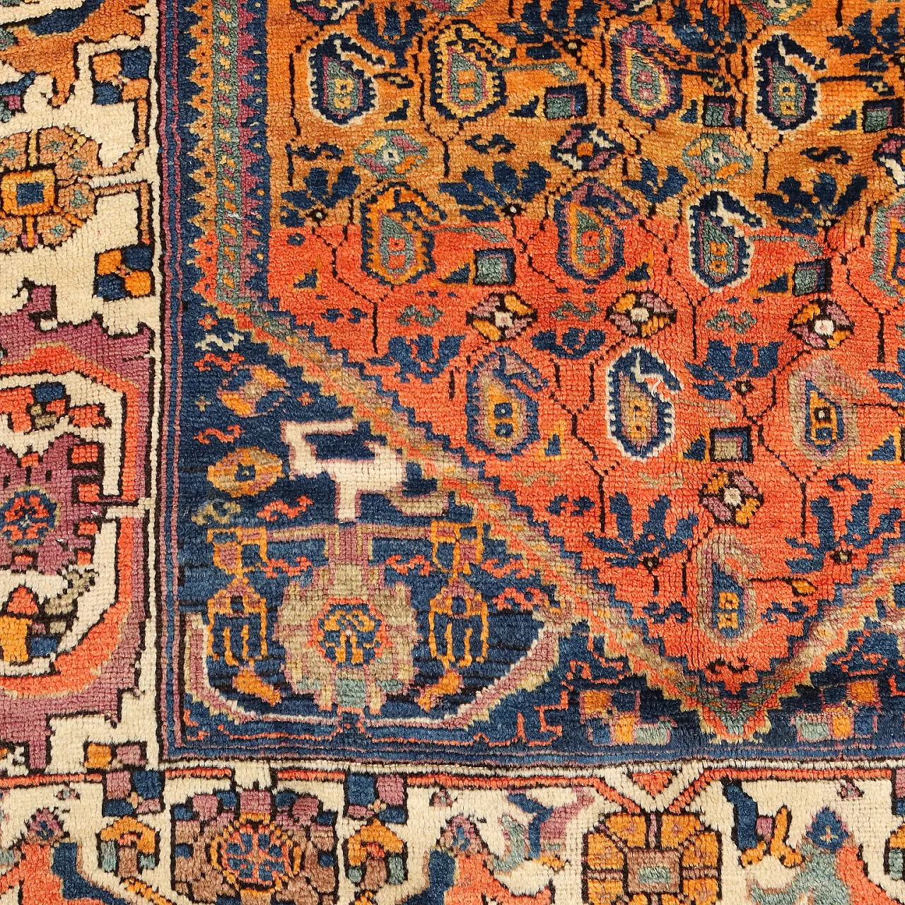 Tappeto Malayer in lana, nodo grosso, realizzato a mano, '900 5