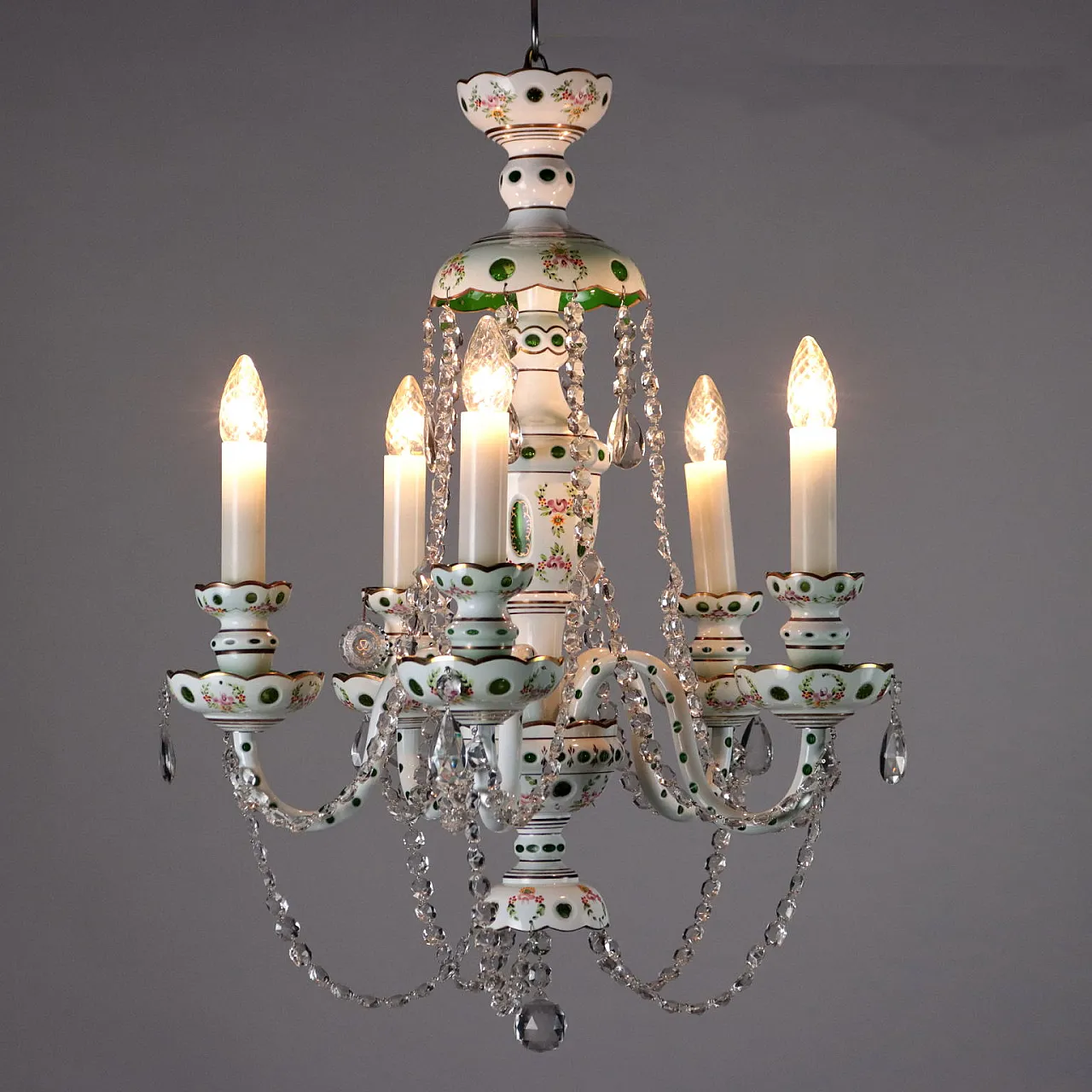 Five-light Bohemian glass chandelier with floral motifs 1