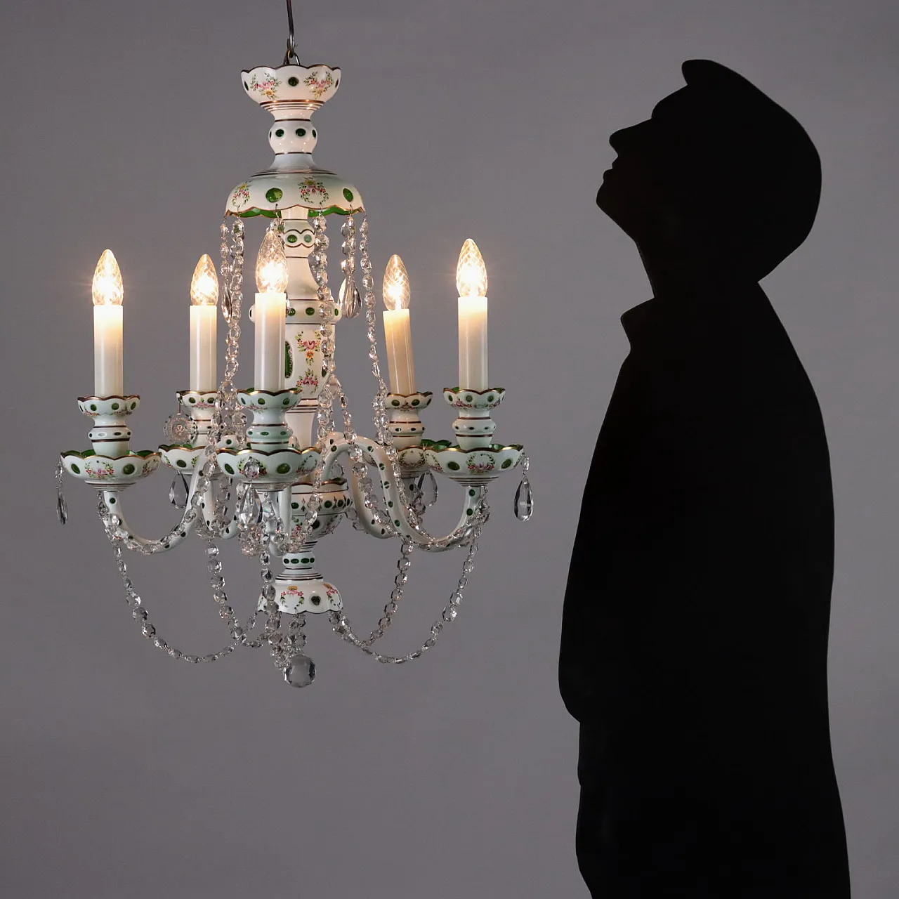 Five-light Bohemian glass chandelier with floral motifs 2