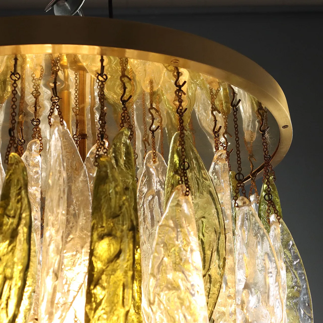 Lampadario con foglie in vetro, '900 5