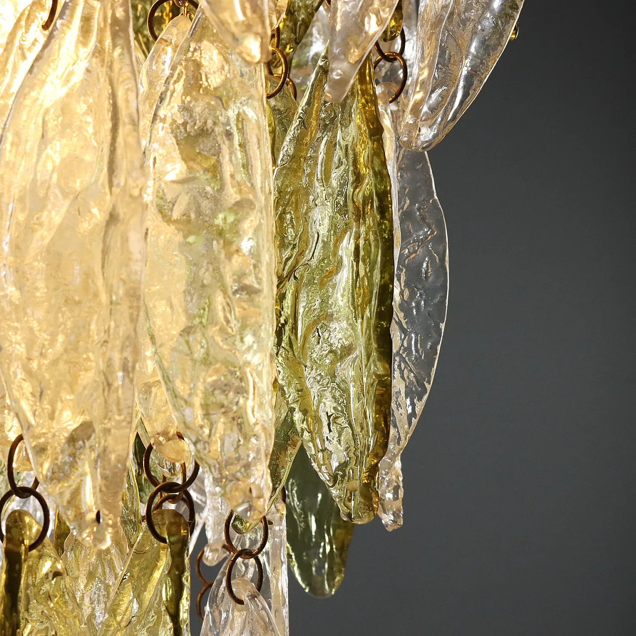 Lampadario con foglie in vetro, '900 6