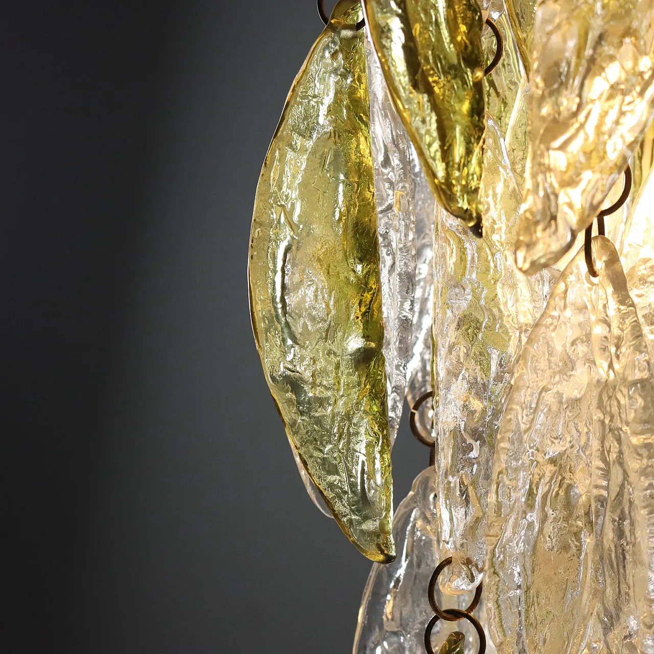 Lampadario con foglie in vetro, '900 7