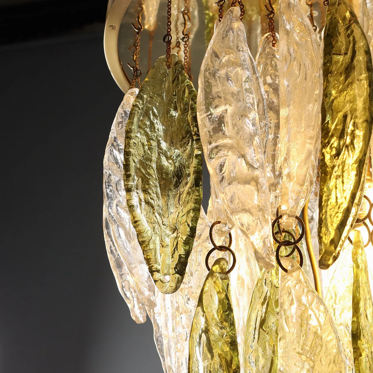 Lampadario con foglie in vetro, '900 8