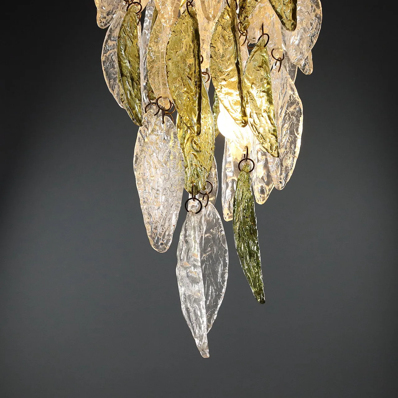 Lampadario con foglie in vetro, '900 9