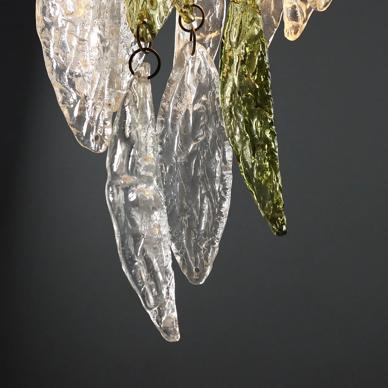 Lampadario con foglie in vetro, '900 10