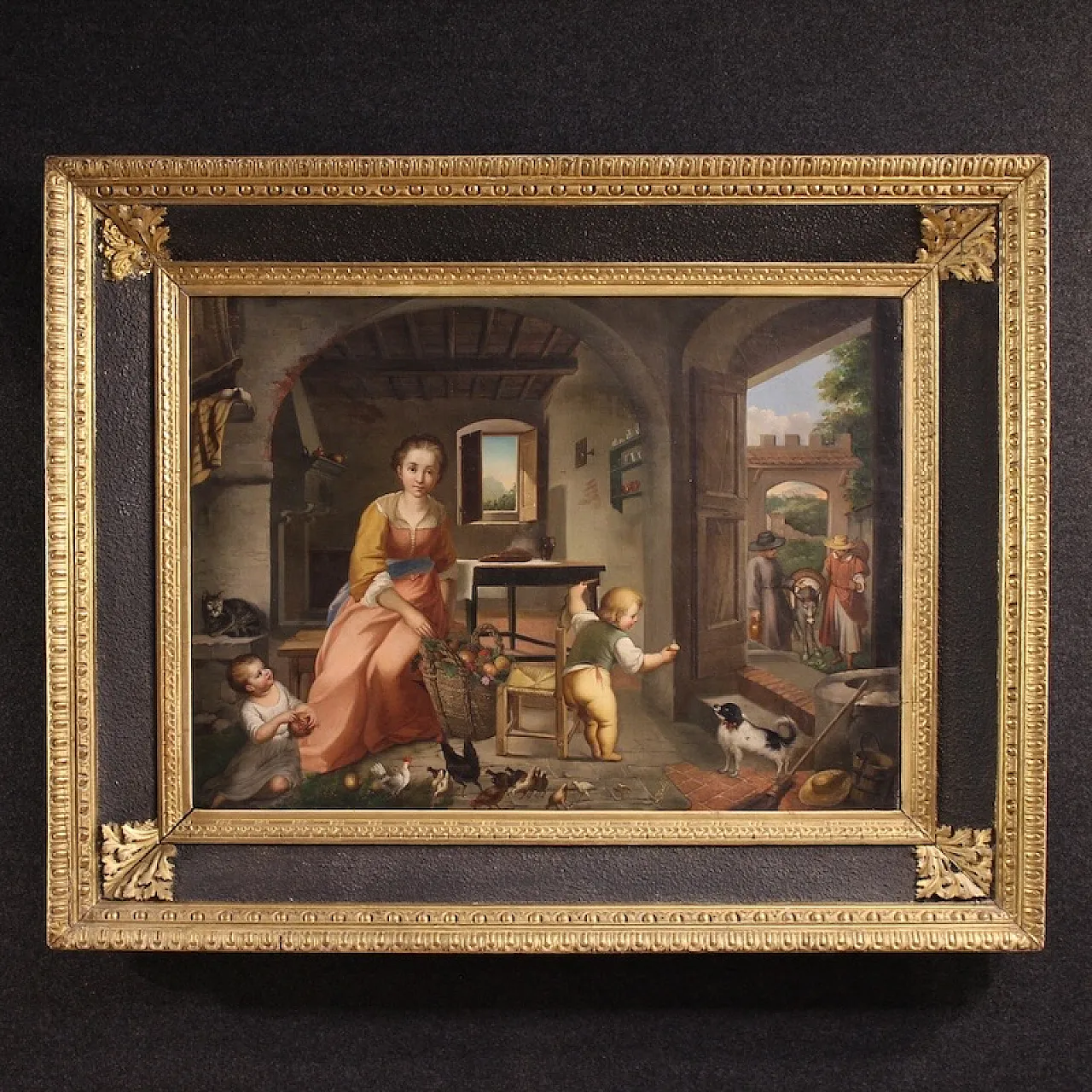 L. Galli, Interior with lady framed in Napoleone III style, 19th c. 1