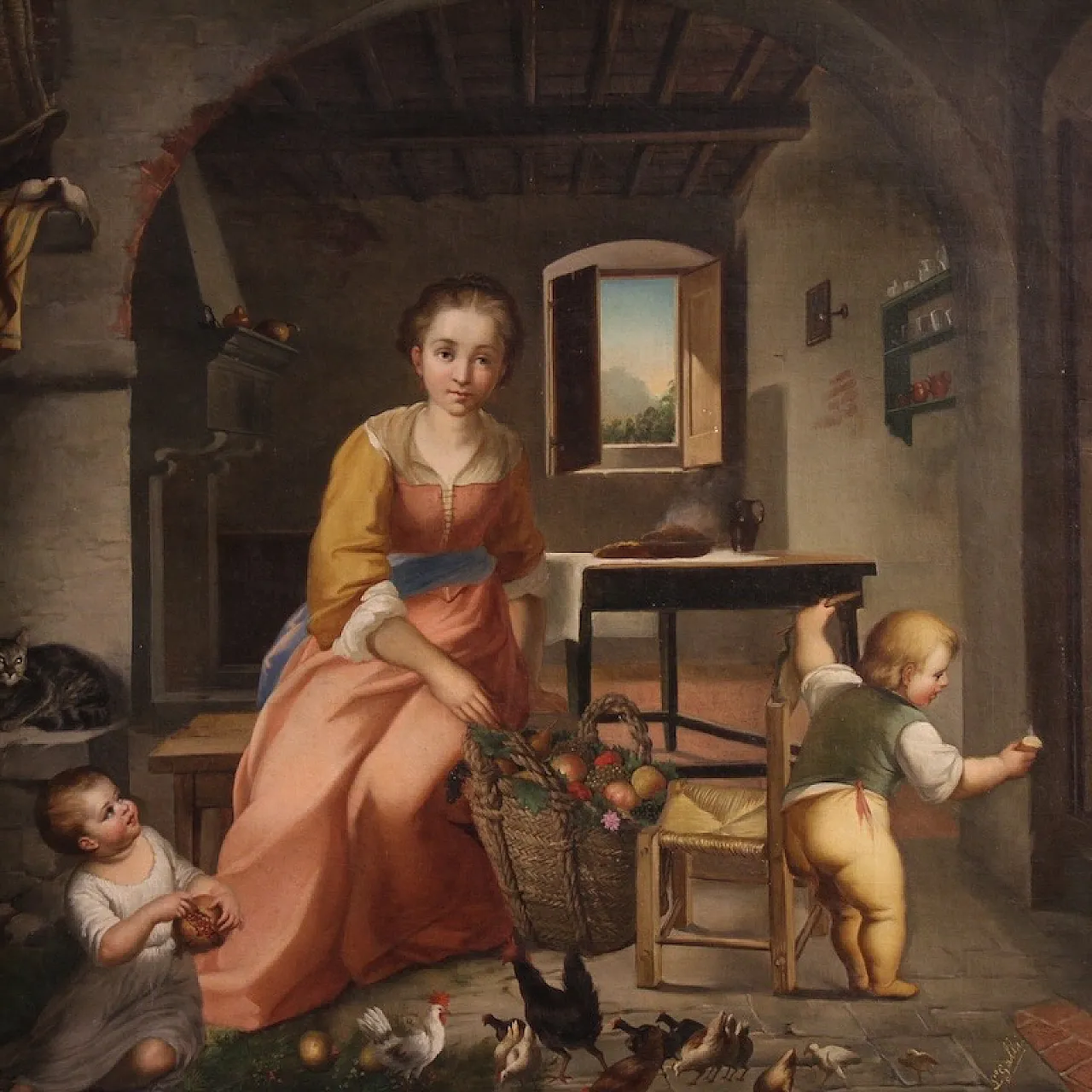 L. Galli, Interior with lady framed in Napoleone III style, 19th c. 2