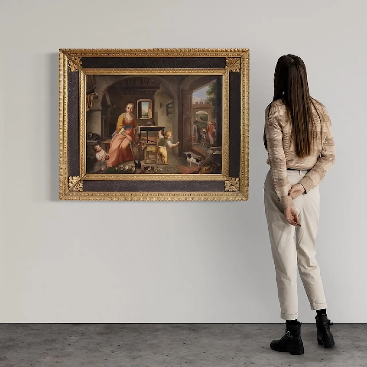 L. Galli, Interior with lady framed in Napoleone III style, 19th c. 3