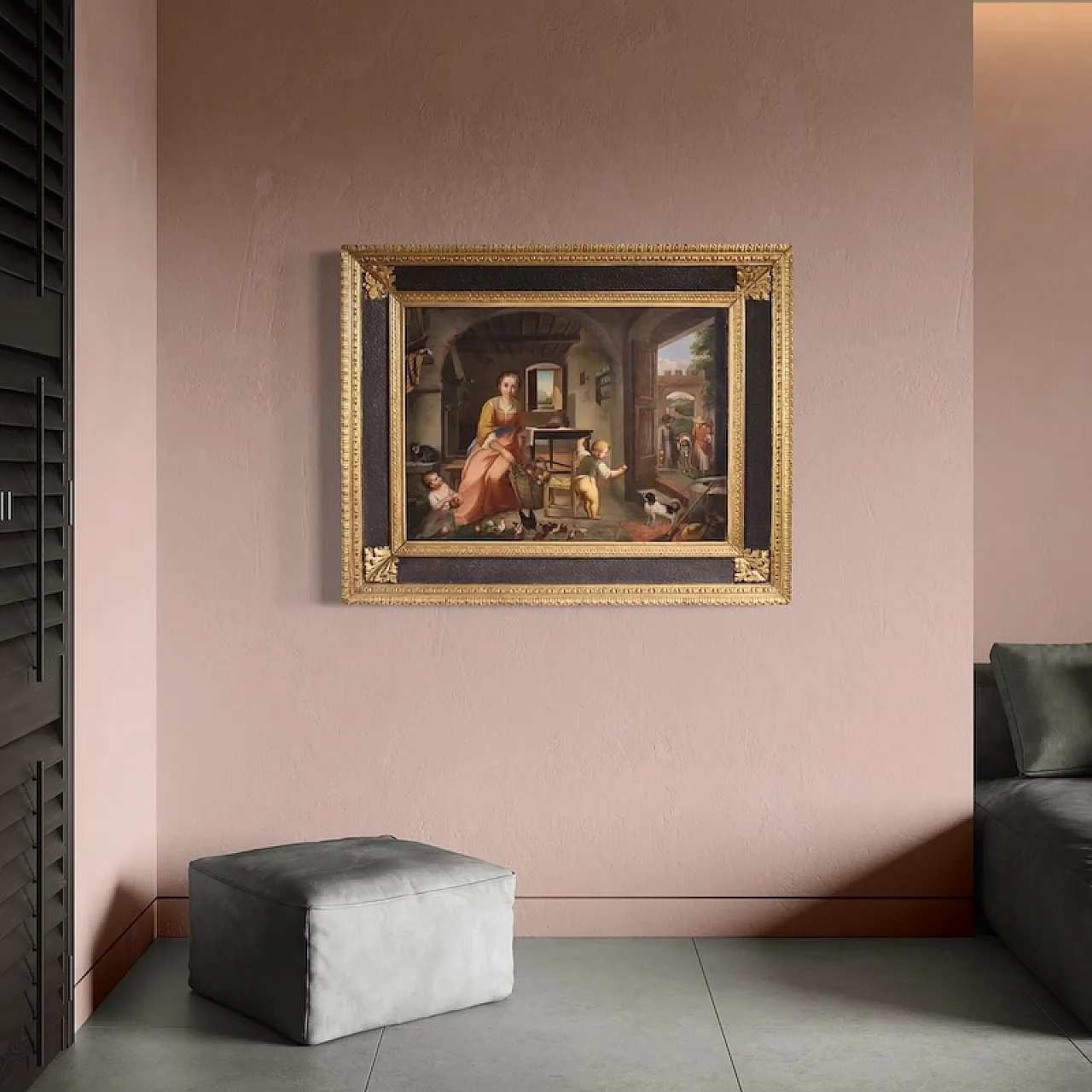 L. Galli, Interior with lady framed in Napoleone III style, 19th c. 5