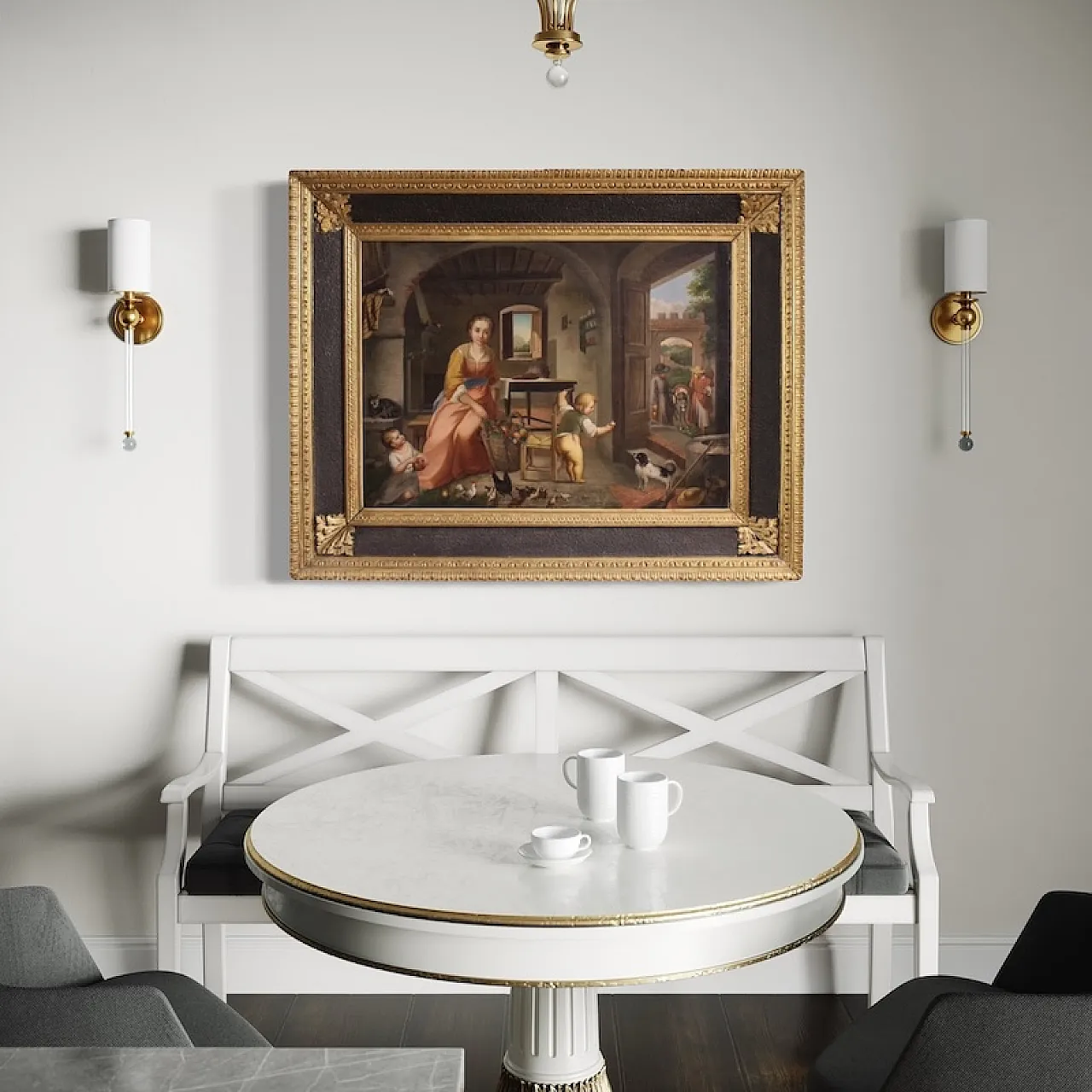 L. Galli, Interior with lady framed in Napoleone III style, 19th c. 7
