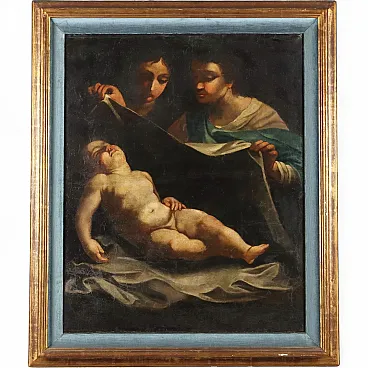 Adorazione del Bambino, olio su tela, '600