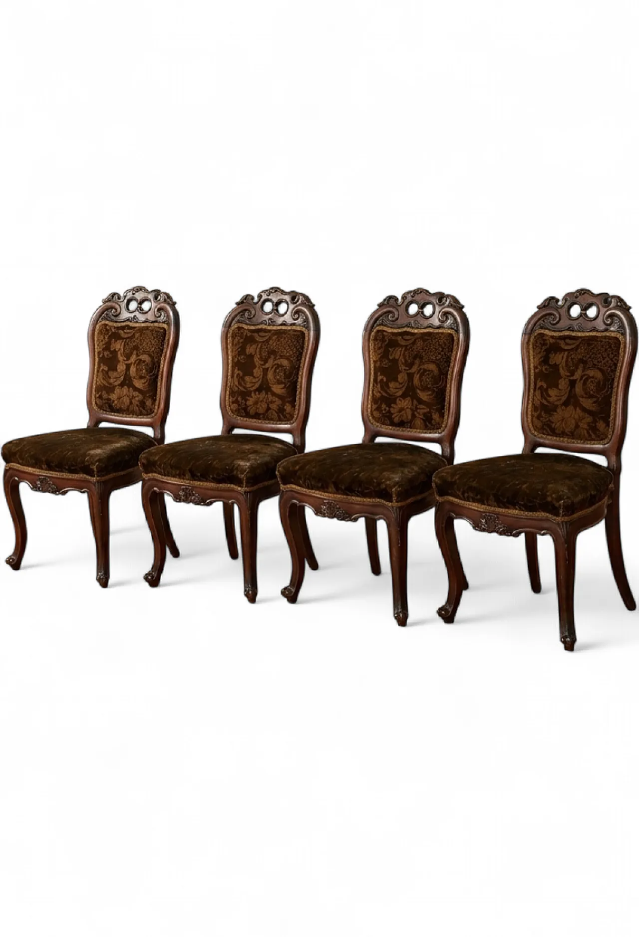 4 velvet chairs in the Louis XV style, 1960s 7