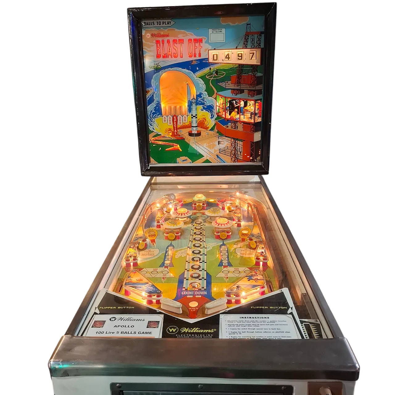 Pinball machine Blast Off Williams, 1960s 2