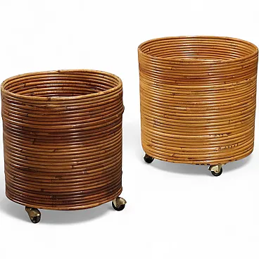 Pair of bamboo plant holders, 20th century