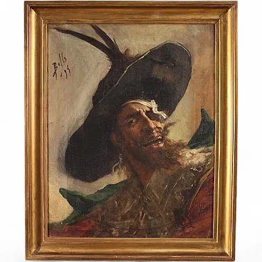 Benito Belli, Portrait of a pirate, oil on canvas, Spain, 1895