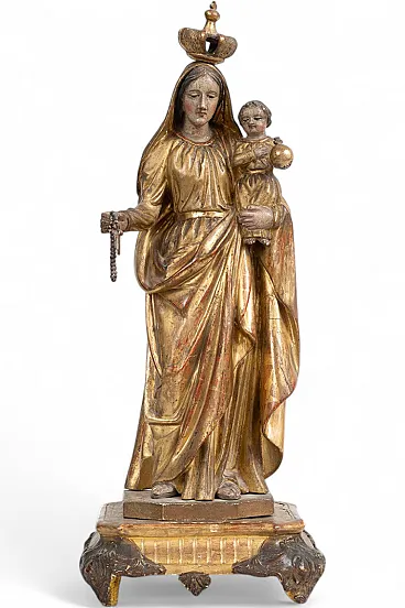 Madonna and Child, sculpture in polychrome wood, 18th century