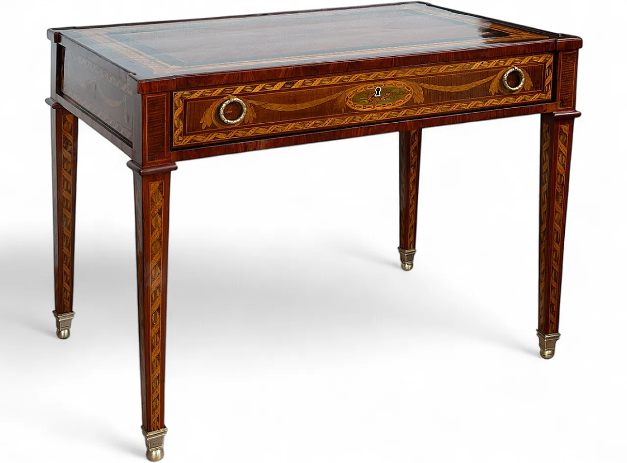 Lombard center desk in fine woods, 18th century 8