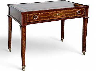 Lombard center desk in fine woods, 18th century