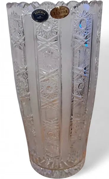Xandra bohemian crystal vase, hand cut, 20th century