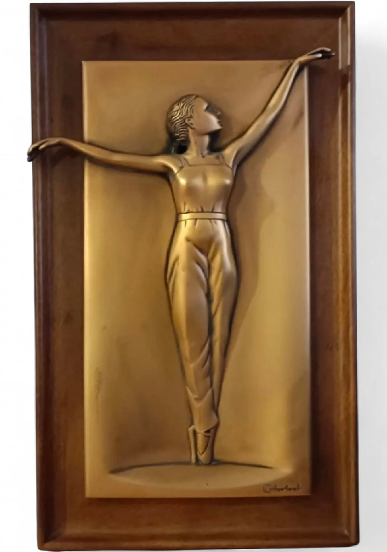 Art Deco bas-relief in bronze, female dancer figure, 20th century 7