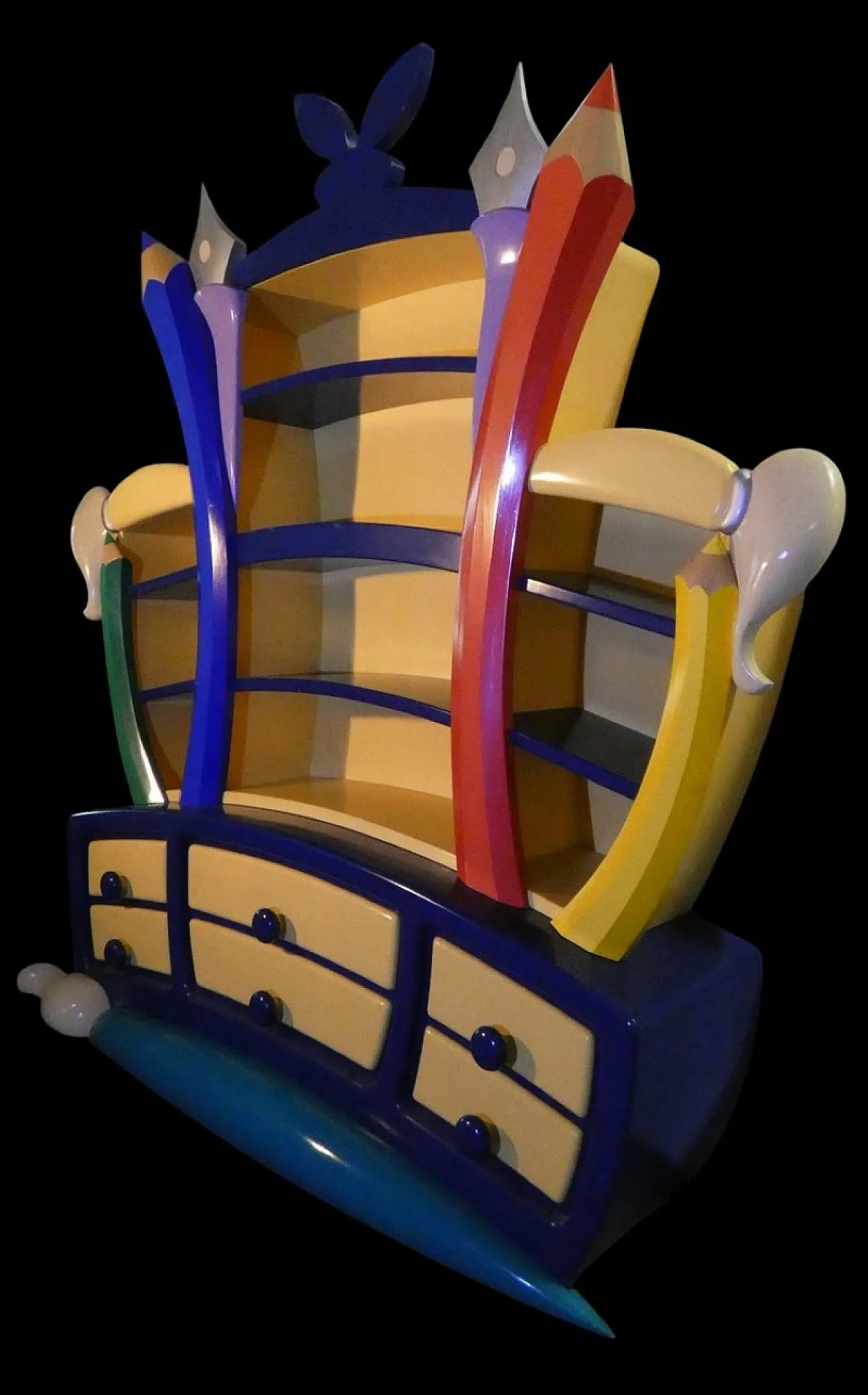 Alice in Wonderland bookcase with chest of drawers, 1990s 7