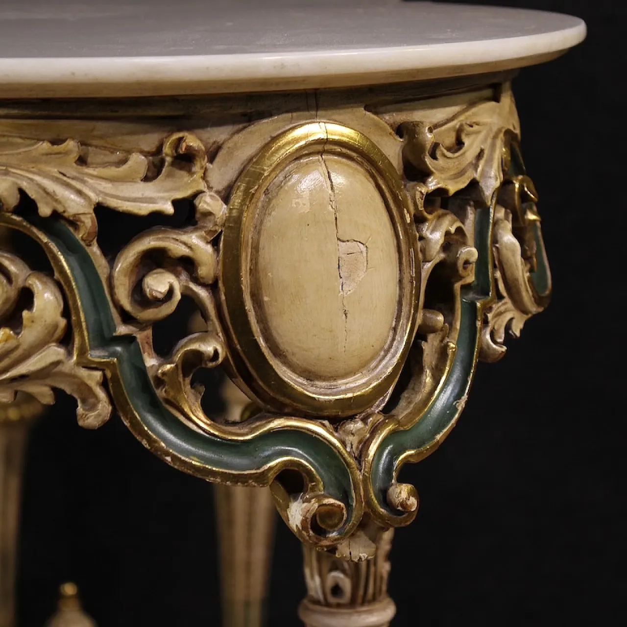 Italian lacquered and gilded console in 20th century eclectic style 6