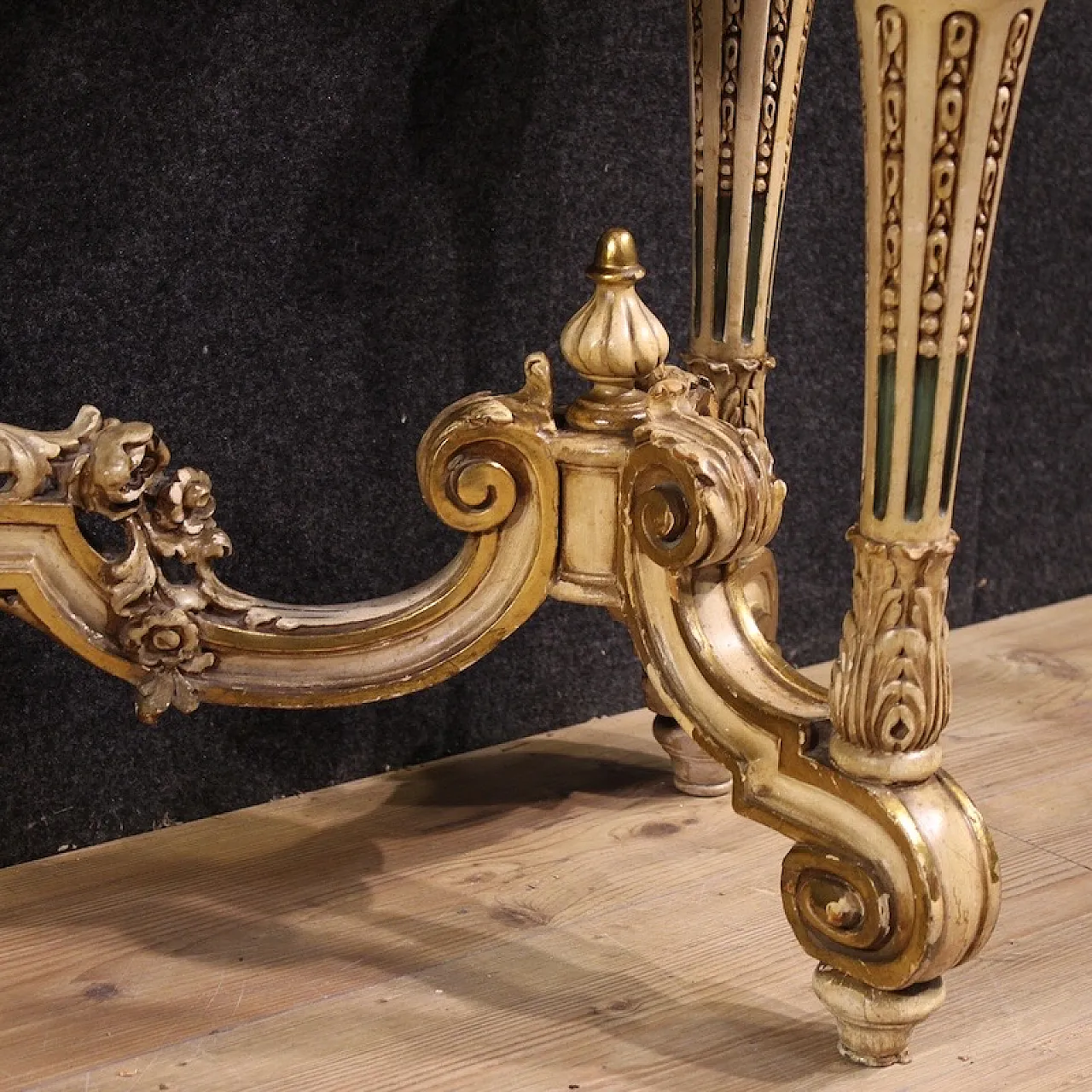 Italian lacquered and gilded console in 20th century eclectic style 7