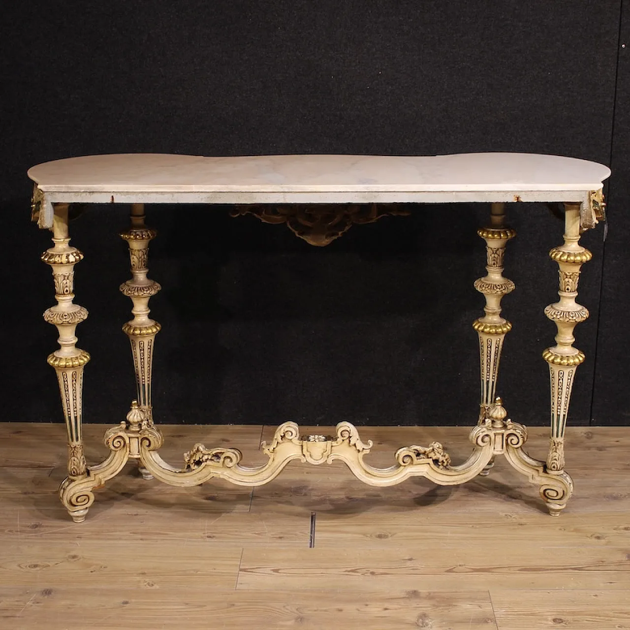 Italian lacquered and gilded console in 20th century eclectic style 8