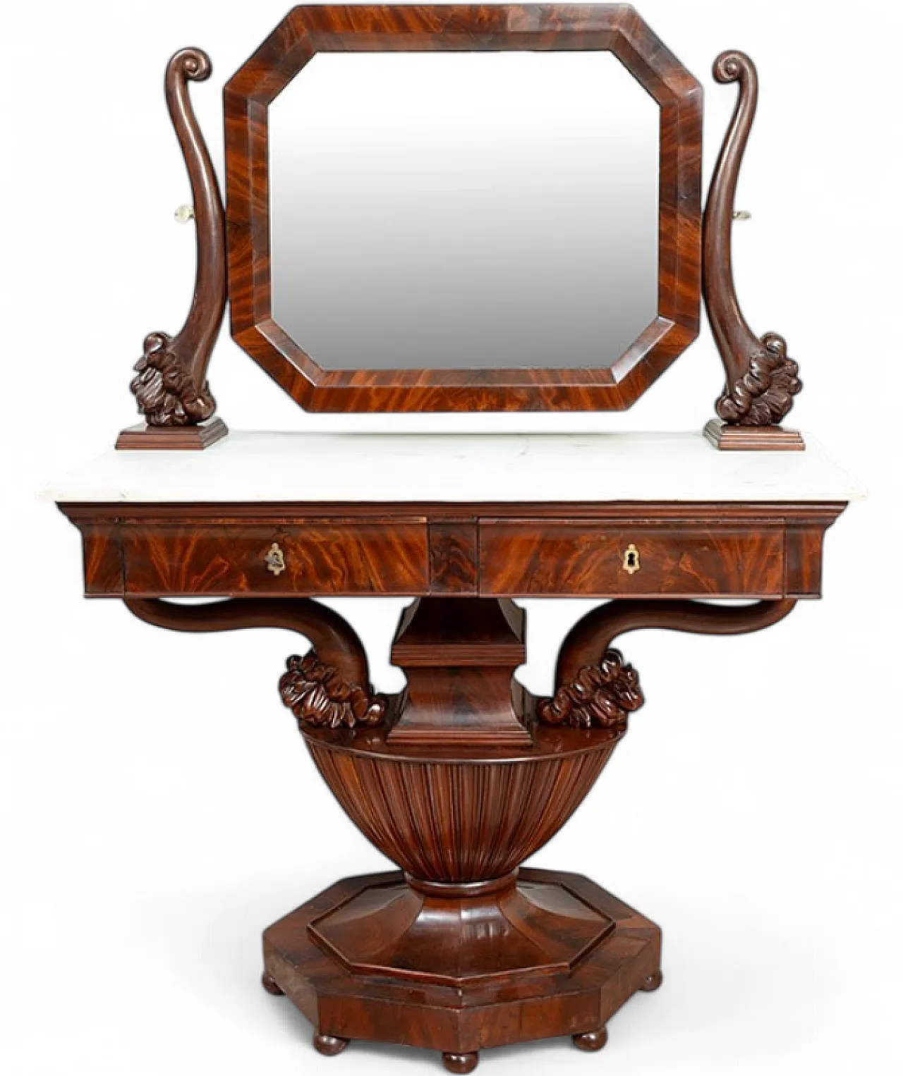 Neapolitan Empire dressing table in mahogany feather, 19th century 5